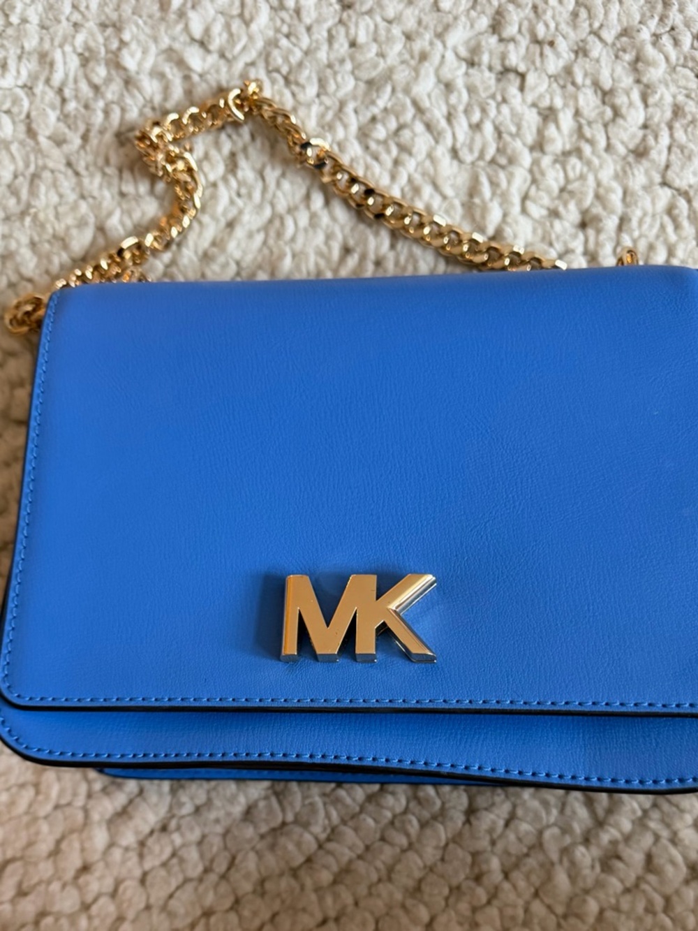 Michael Kors Cobalt Blue Leather Crossbody with Gold MK Accent